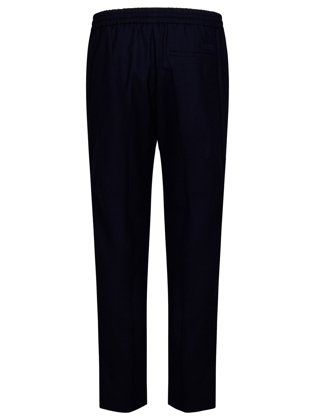 Shop Calvin Klein Navy Blue Wool Jogger Trousers