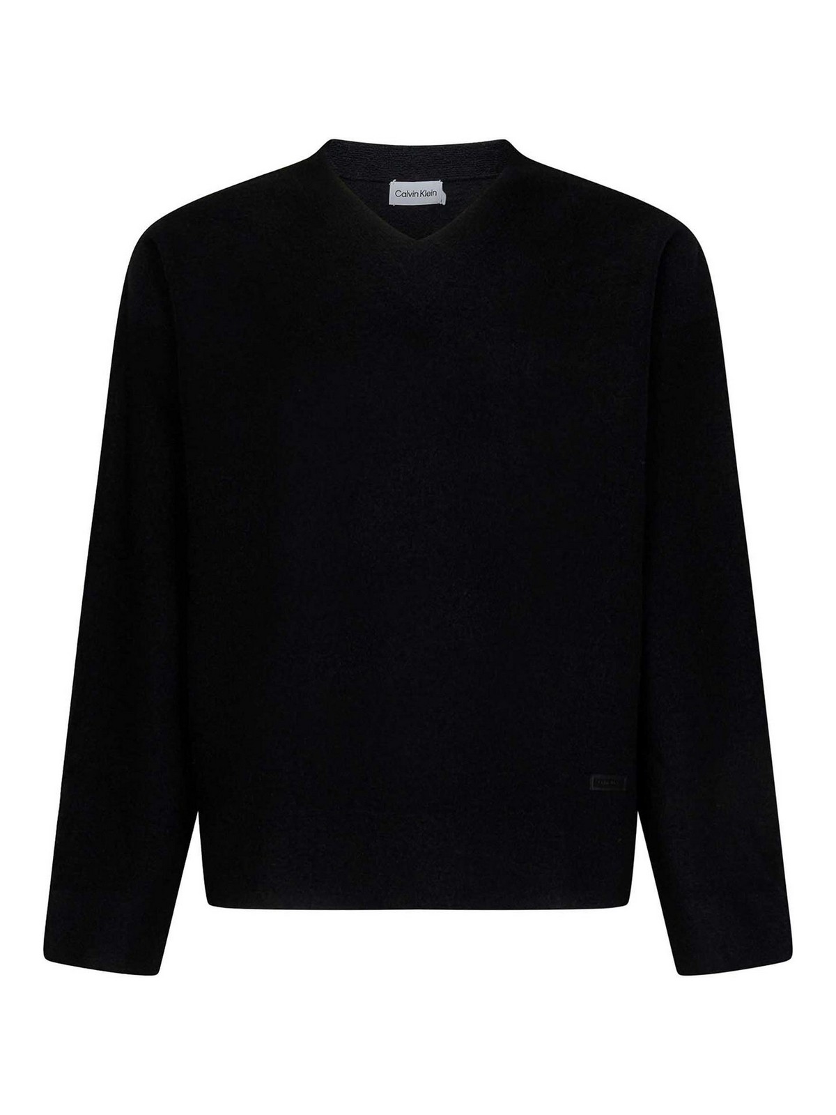 Calvin Klein Men's Regular Fit Merino Wool V Neck Sweater Black Size Small