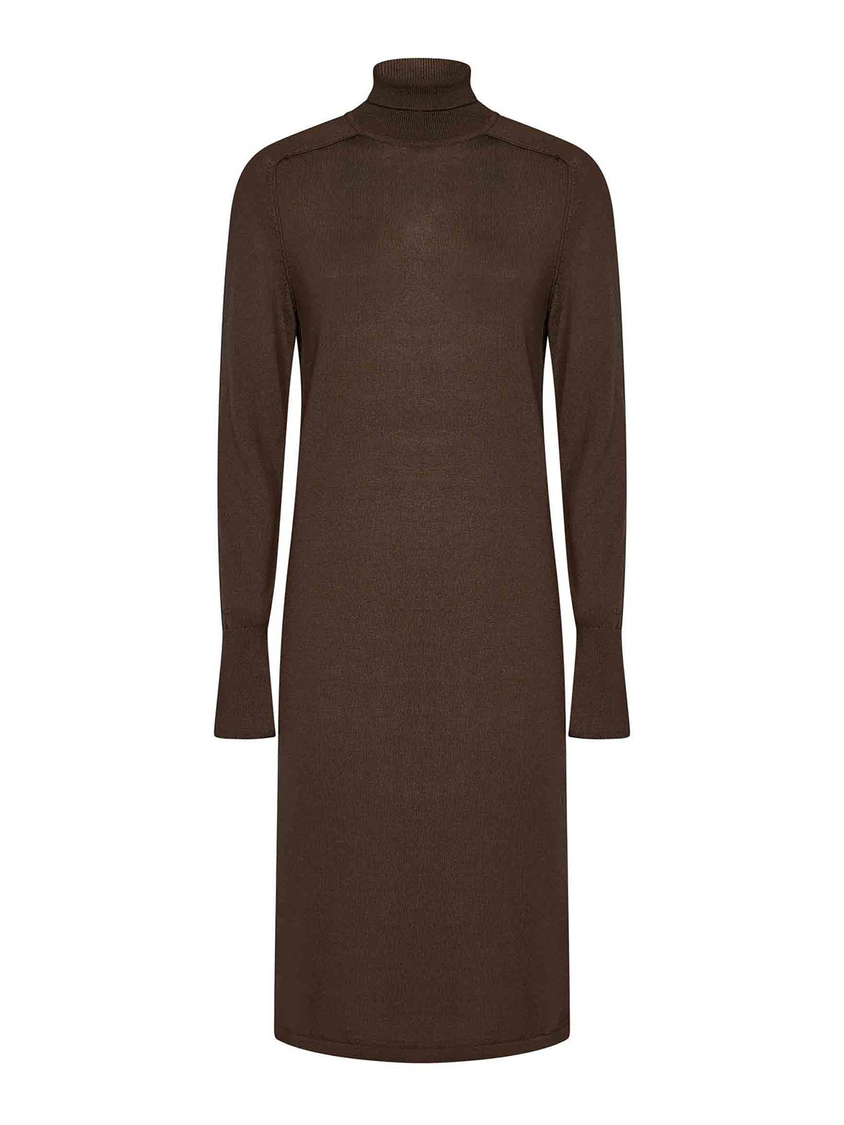 Calvin Klein Fitted Midi Dress in Brown Wool|K20K205992GWY