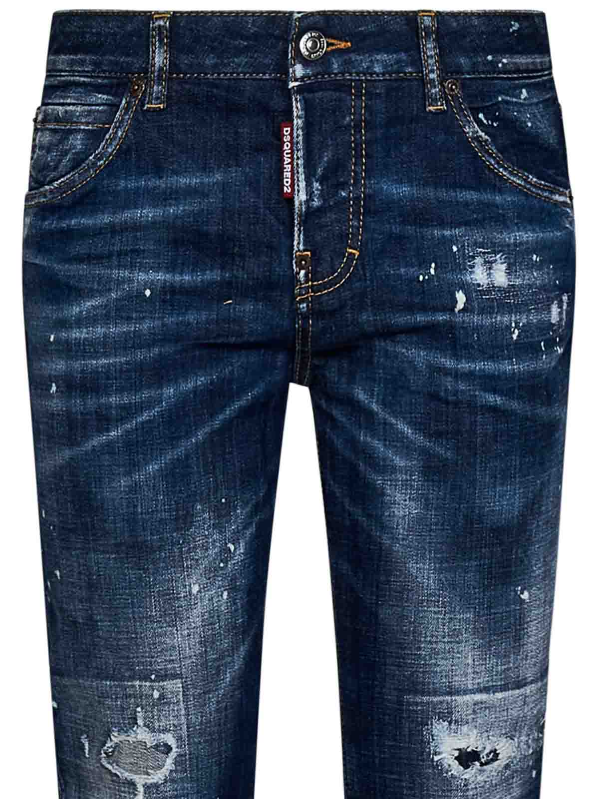 Shop Dsquared2 Blue Cropped Jeans Stretch Cotton Denim