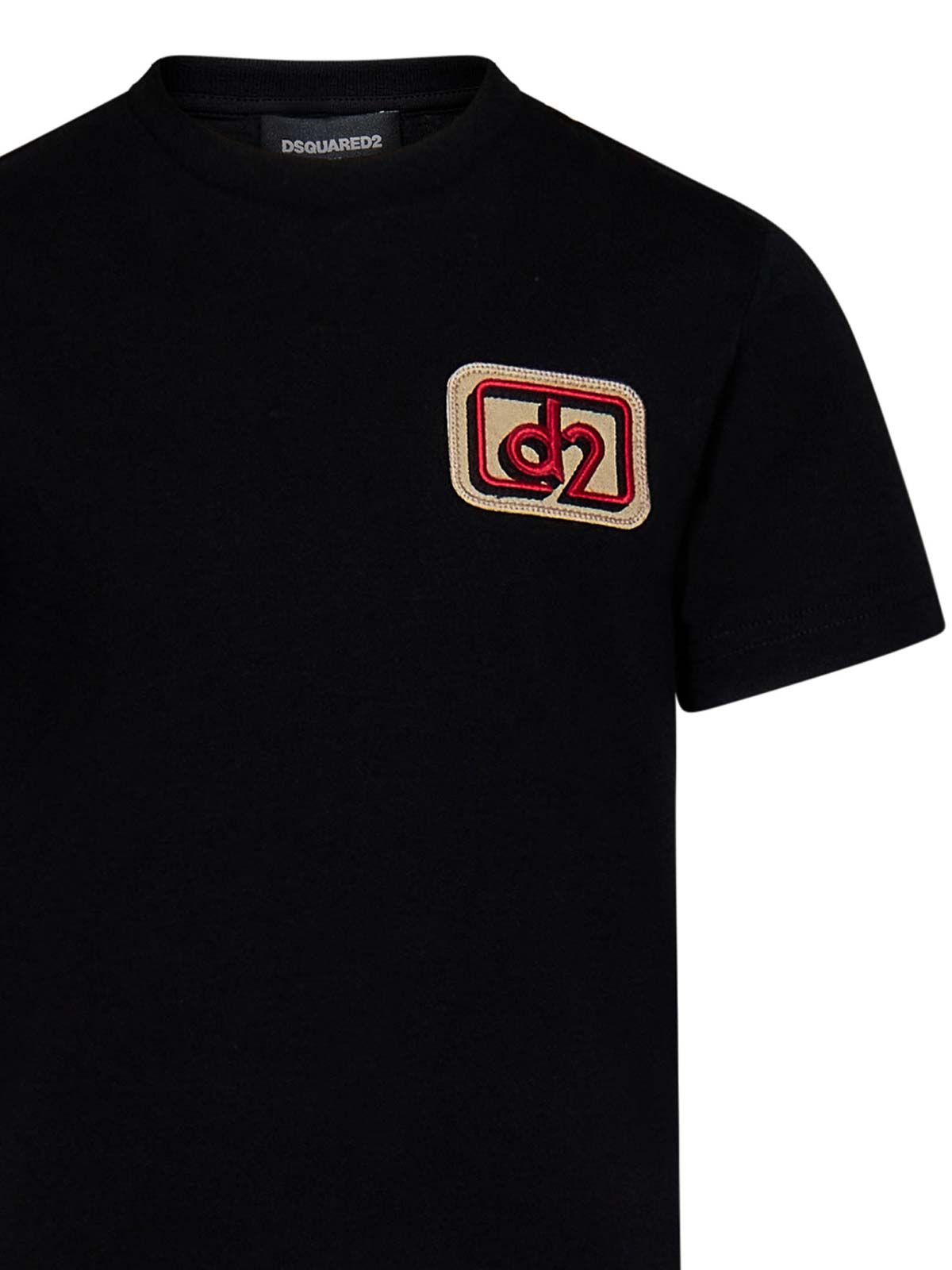 T-shirts Dsquared2 - Kids' Black Cotton T-Shirt with Logo Patch