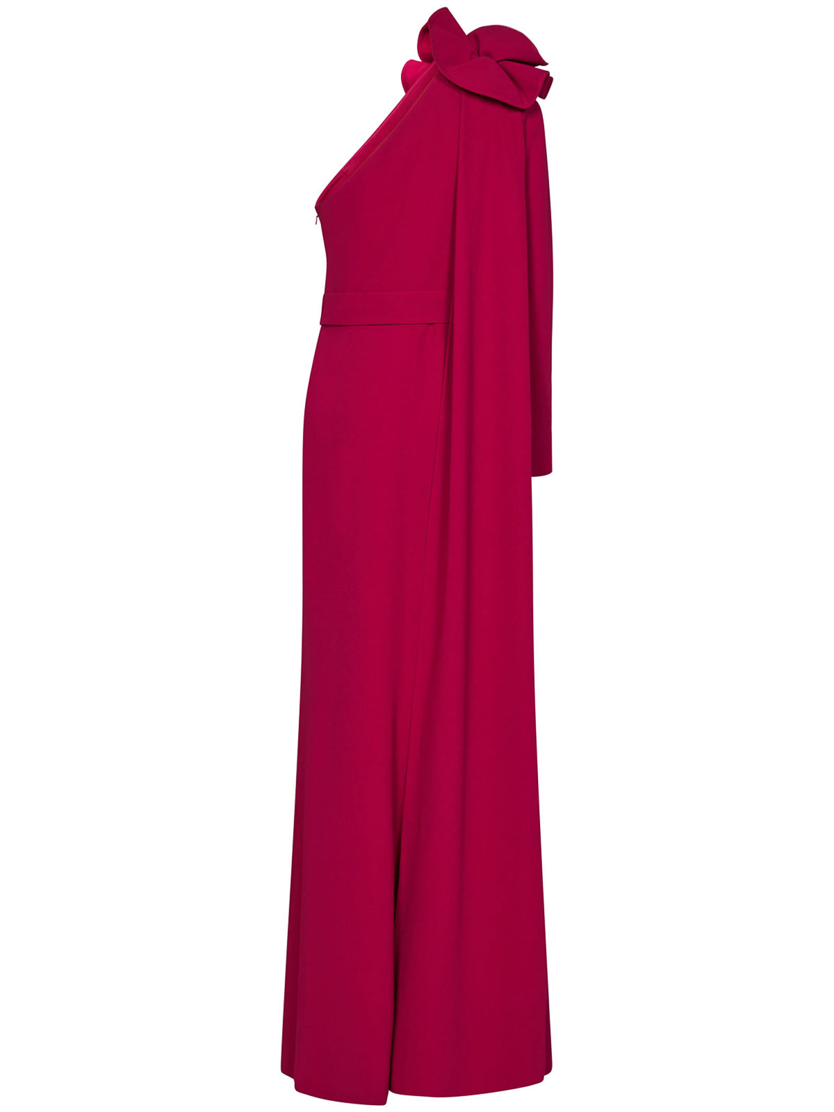 Shop Elie Saab Sangria One-shoulder Dress With 3d Flower In Red