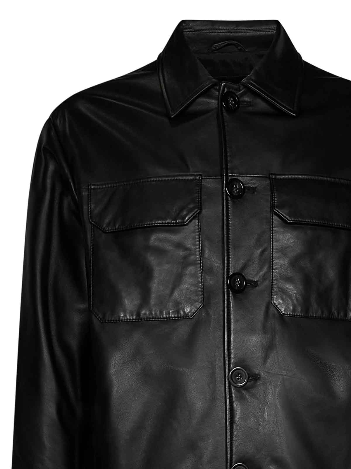 Men's Off-White Black & Yellow Calfskin Leather Jacket Medium EU48