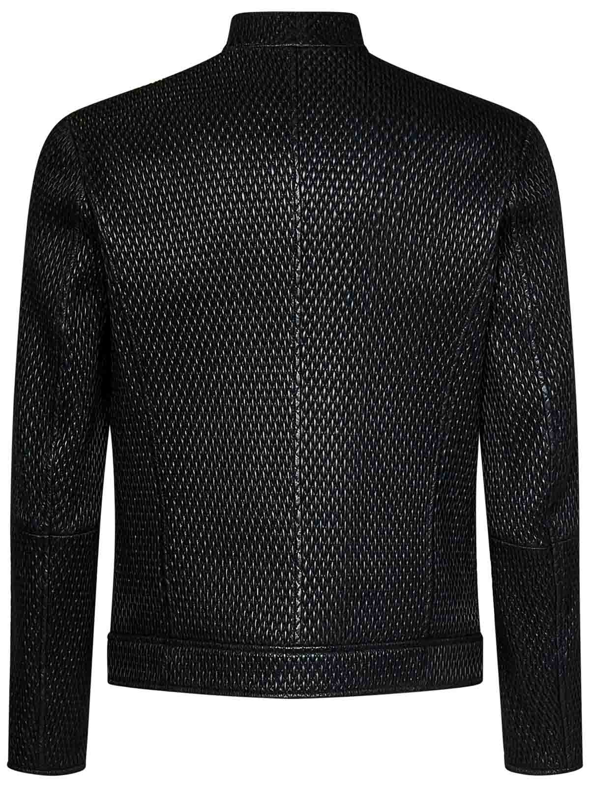 Emporio Armani Black Nappa Lambskin Jacket - Black|H41R81E1P81999