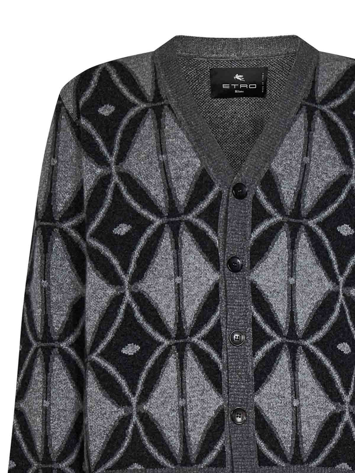 ETRO Geometric-pattern Jacquard knitted cardigan - Black