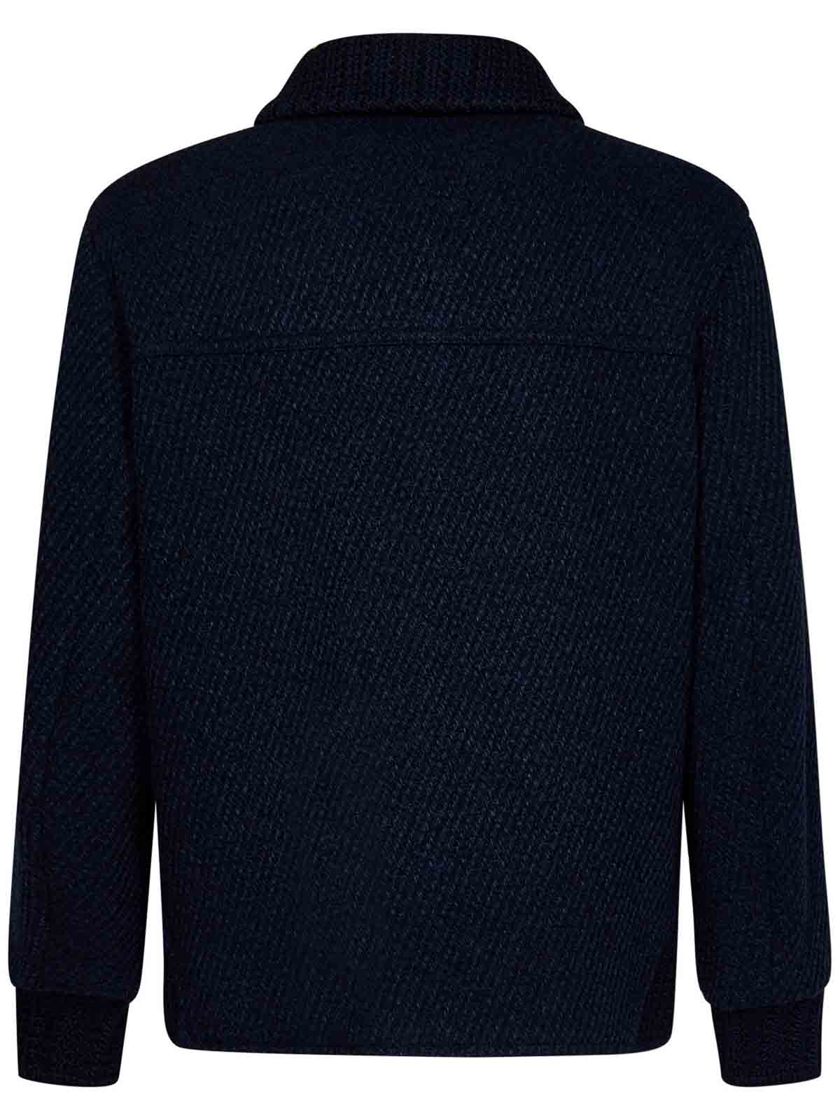 Shop Etro Navy Blue Wool Blend Jacket K