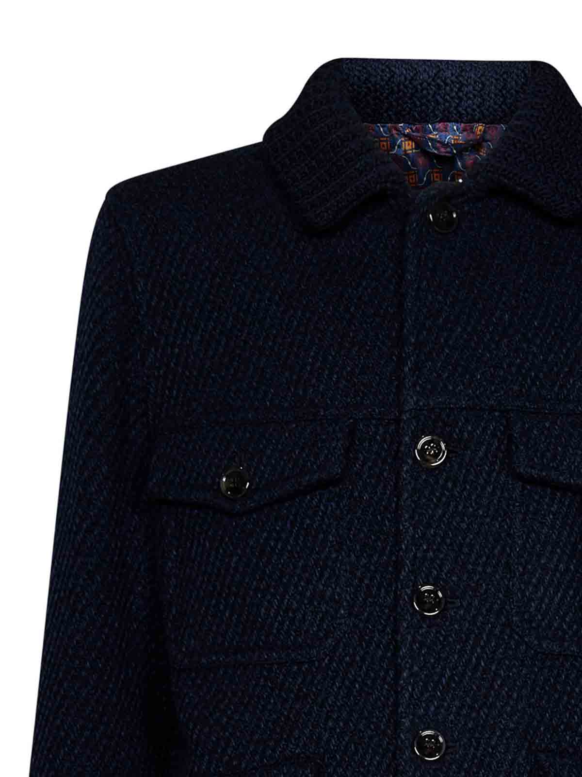 Shop Etro Navy Blue Wool Blend Jacket K