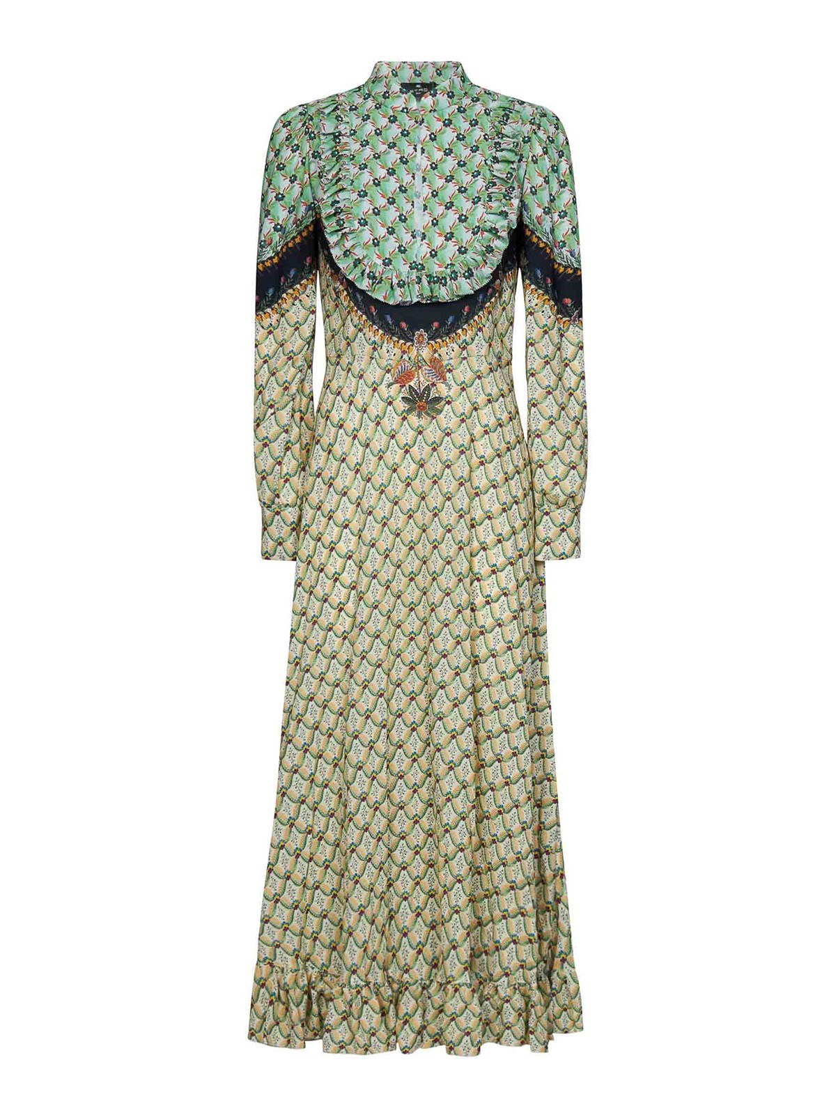 Etro Green Floral Print Midi Dress - Green - Women|116485064500 Etro Green Floral Print Midi Dress - Green - Women|116485064500