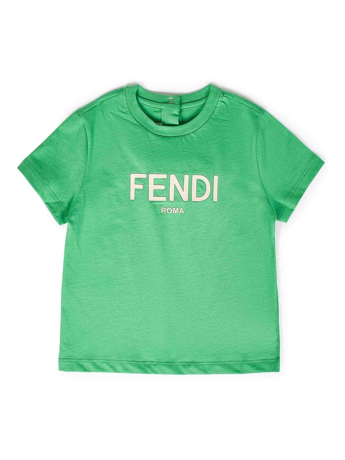 Fendi Jr Unisex Green Cotton Baby T-Shirt with Logo
