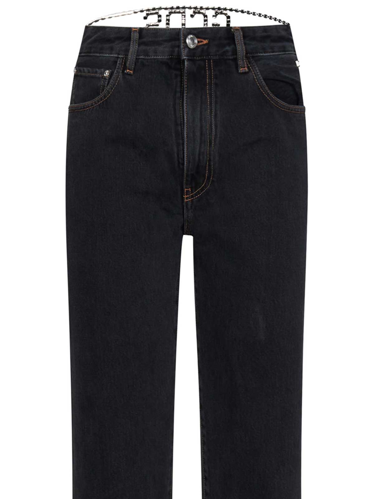 Shop Gcds Black Denim Jeans With Rhinestone Choker In Negro