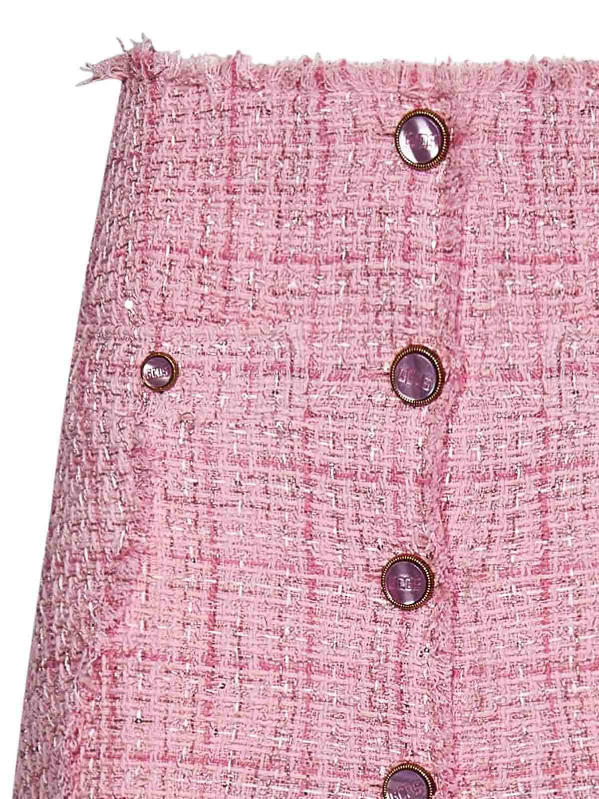 Shop Gcds Pink Tweed Mini Skirt In Nude & Neutrals