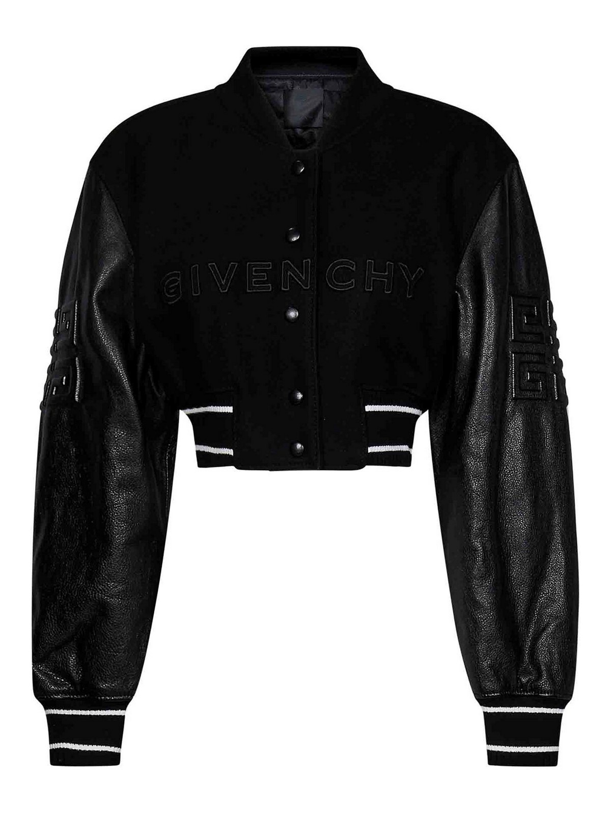 Shop Givenchy Cropped Wool Bomber Jacket In Black