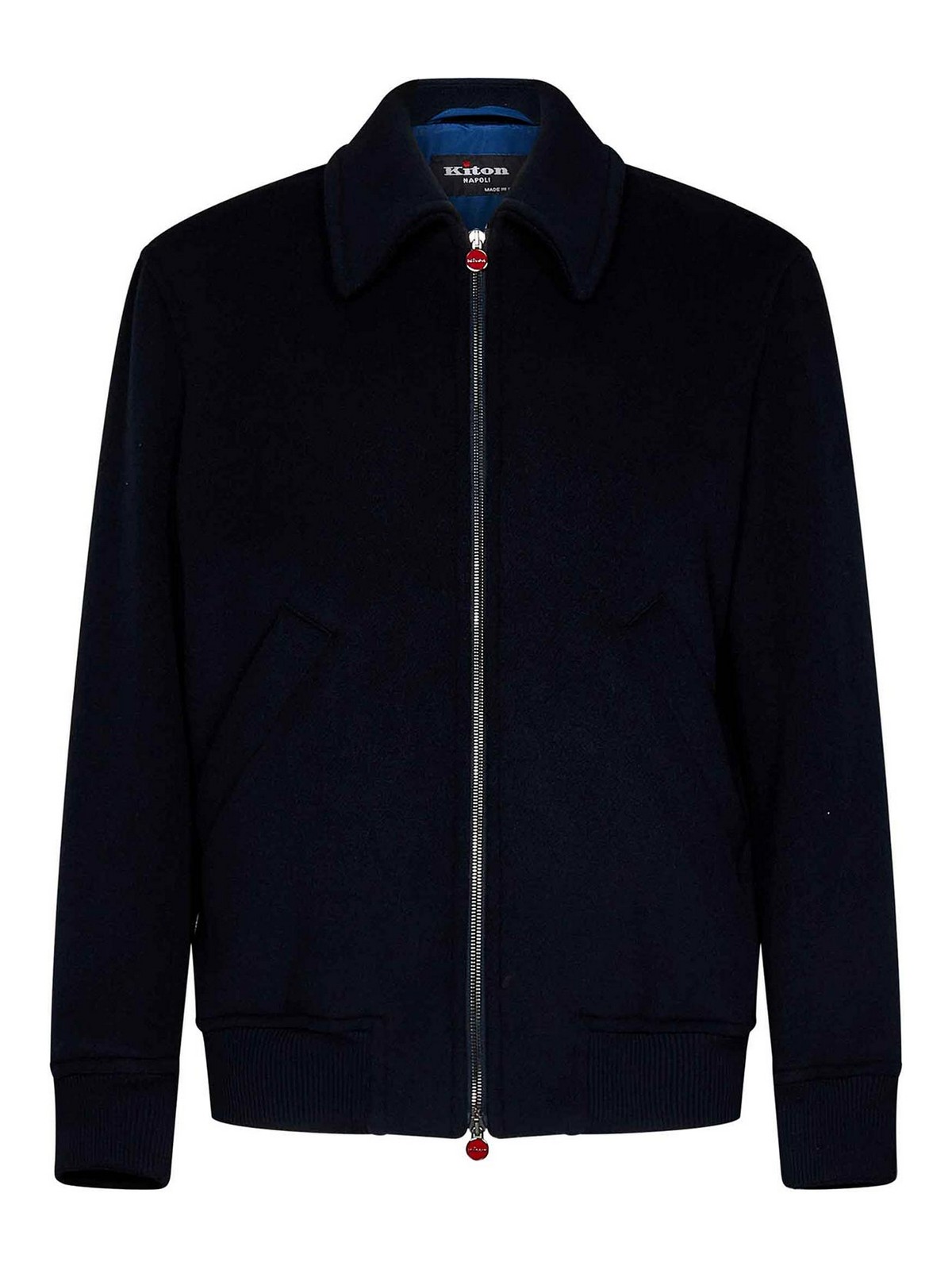 Kiton Bomber in lana e cashmere blu Blu Uomo UW1591YC401907700G