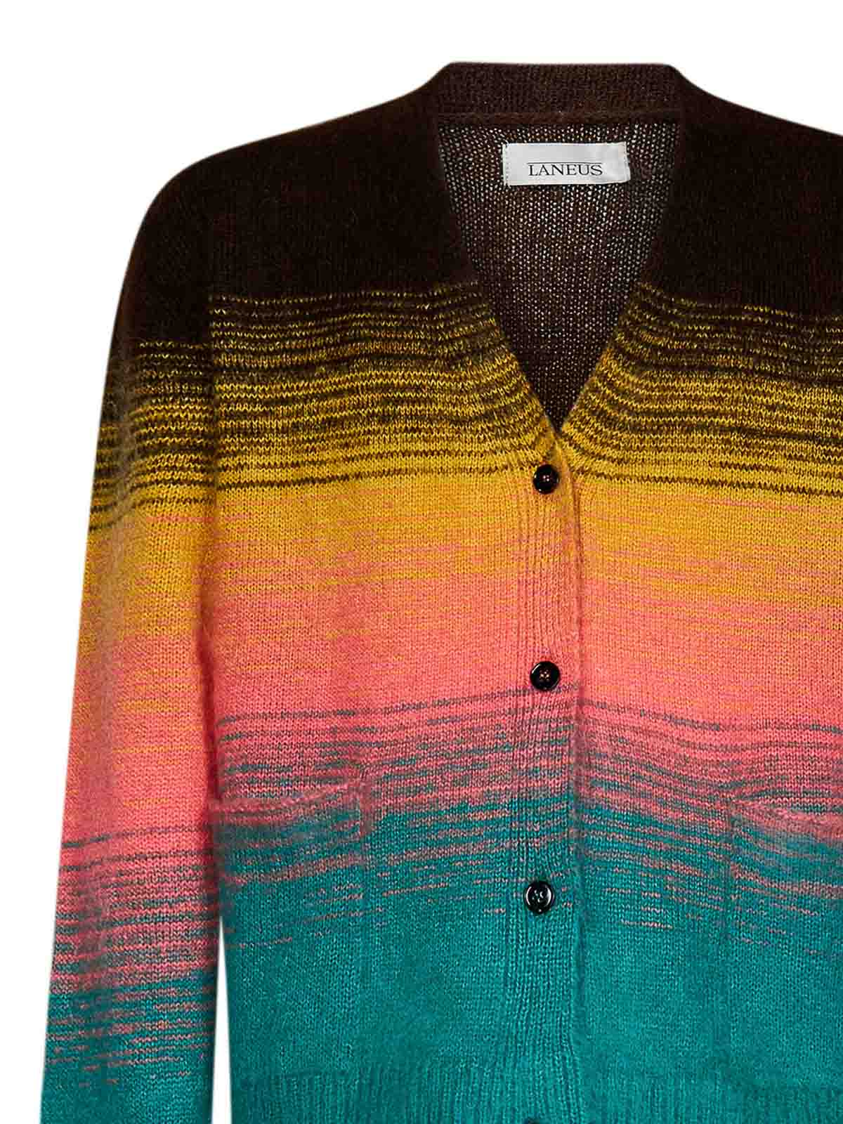 Shop Laneus Mohair Blend Cardigan In Multicolour
