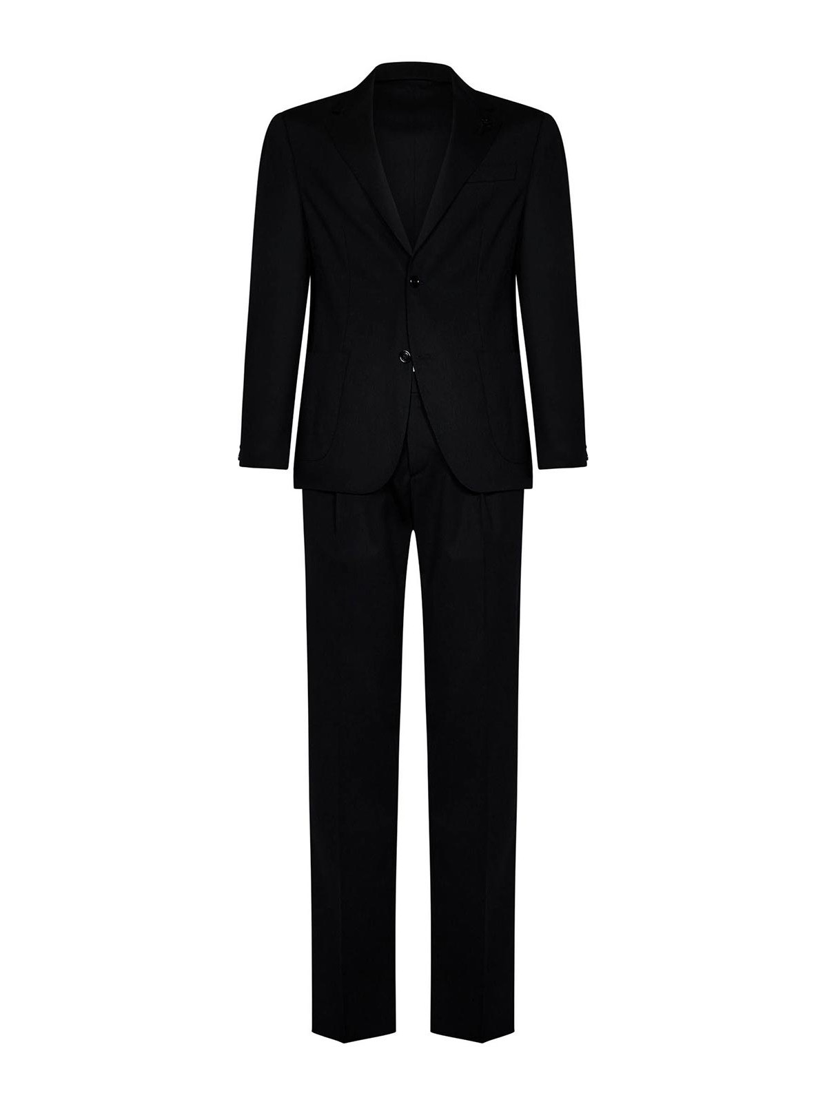 Lardini Black Stretch Wool Suit In Negro