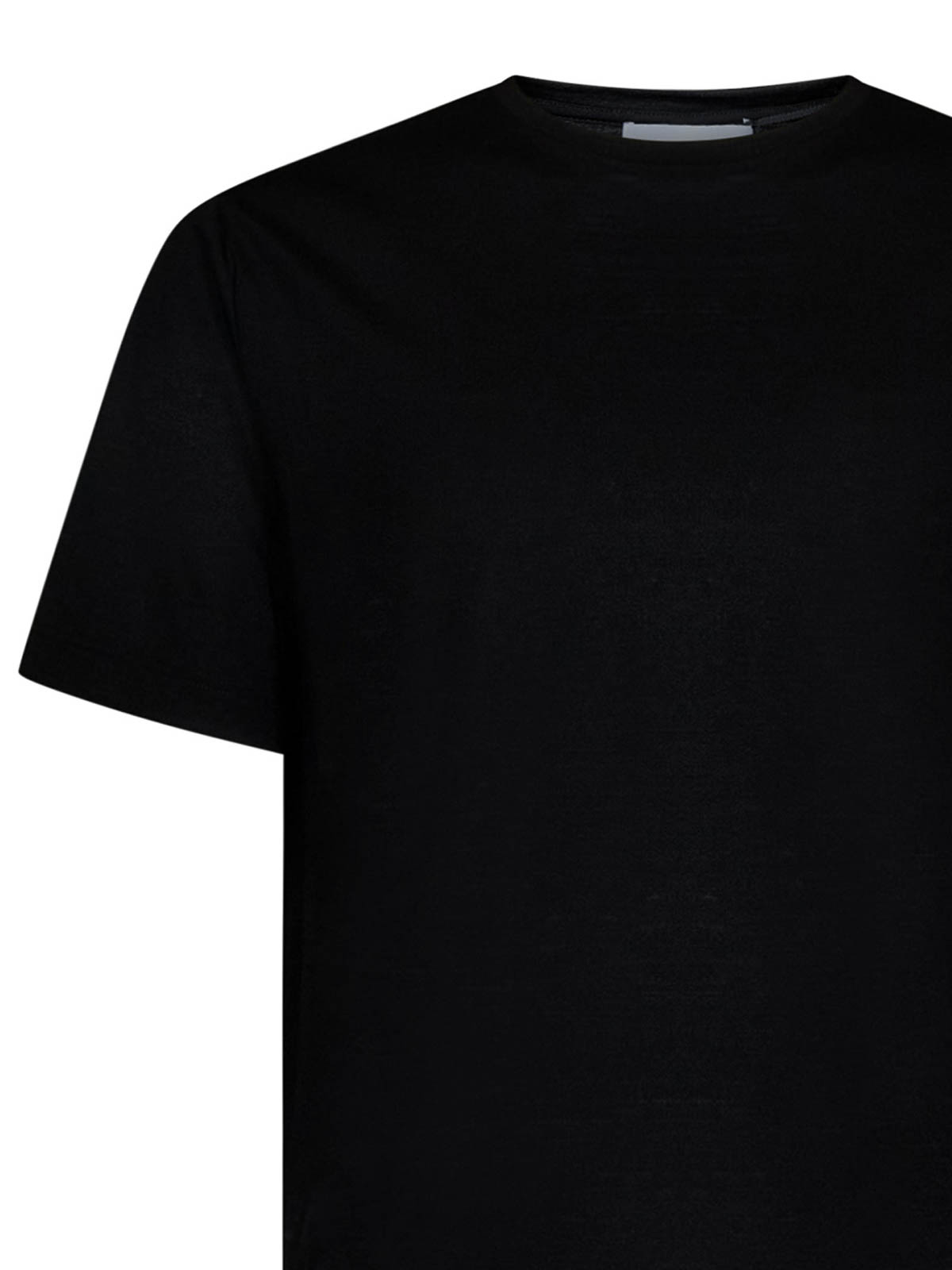 Shop Lardini Black Wool & Lyocell T-shirt