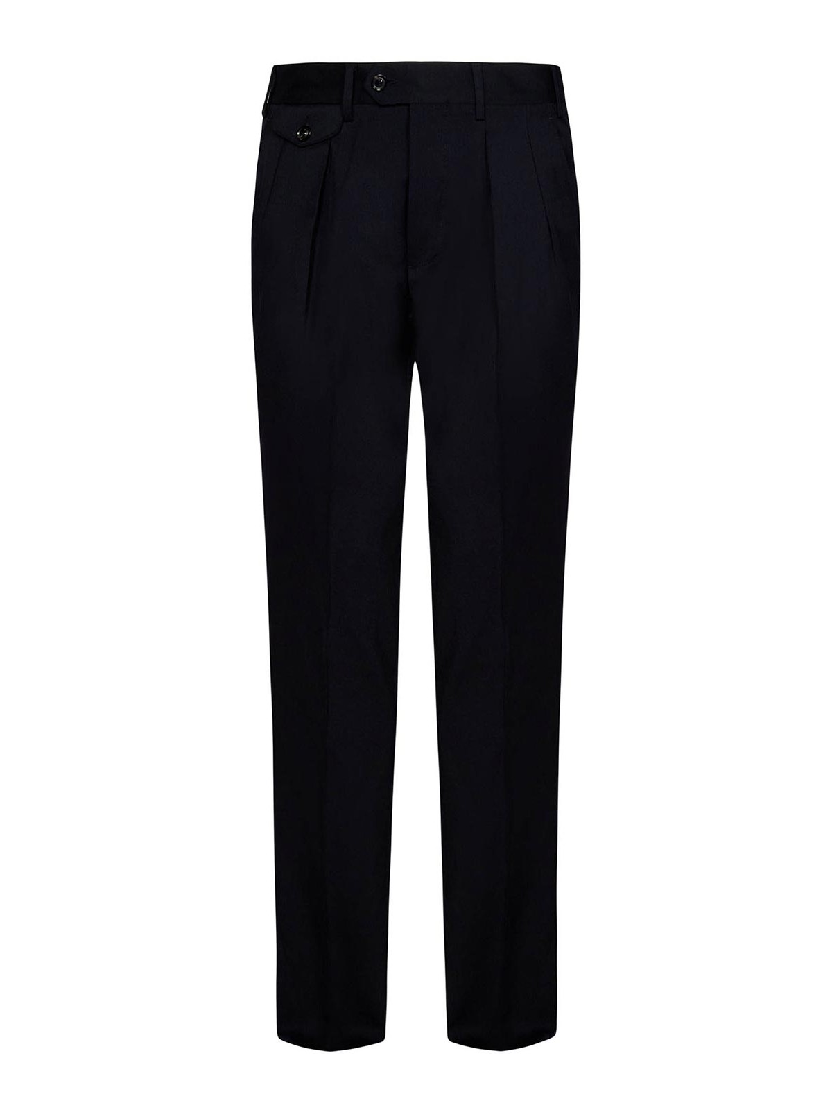 Lardini Wool Trousers With Central Crease In Blue