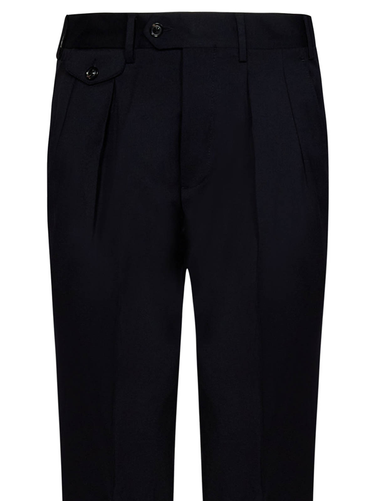 Shop Lardini Wool Trousers With Central Crease In Blue