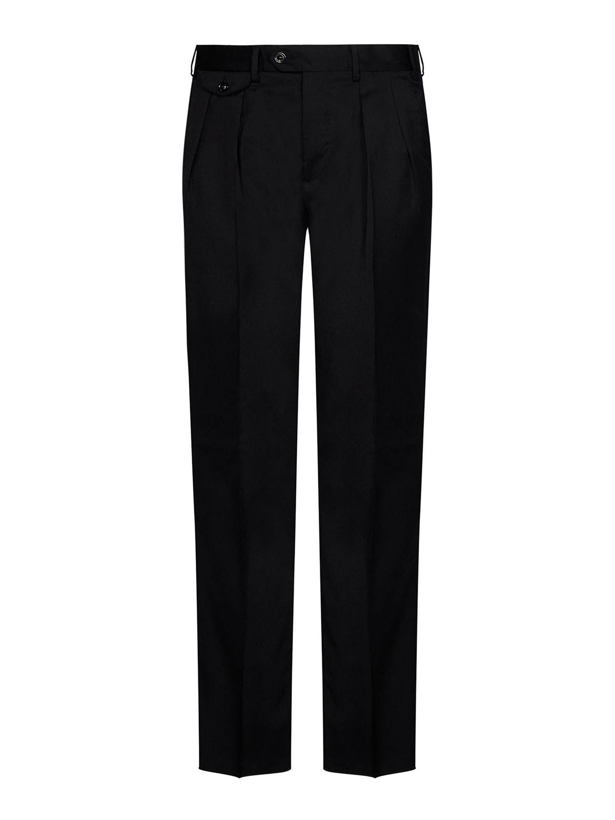 Lardini Wool Trousers With Central Crease In Black