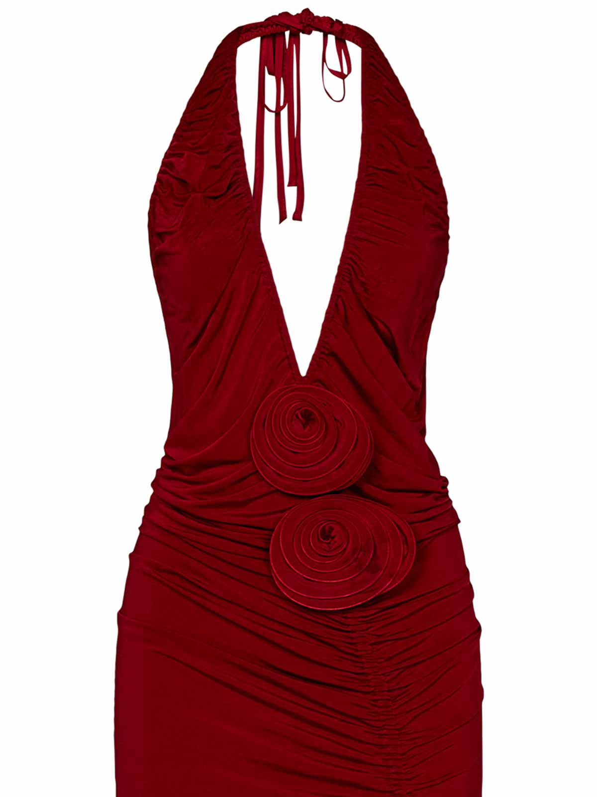 strapless open back dress Magda Butrym red and green flower print ruched strappy mini dress – Loop  Generation main image 1