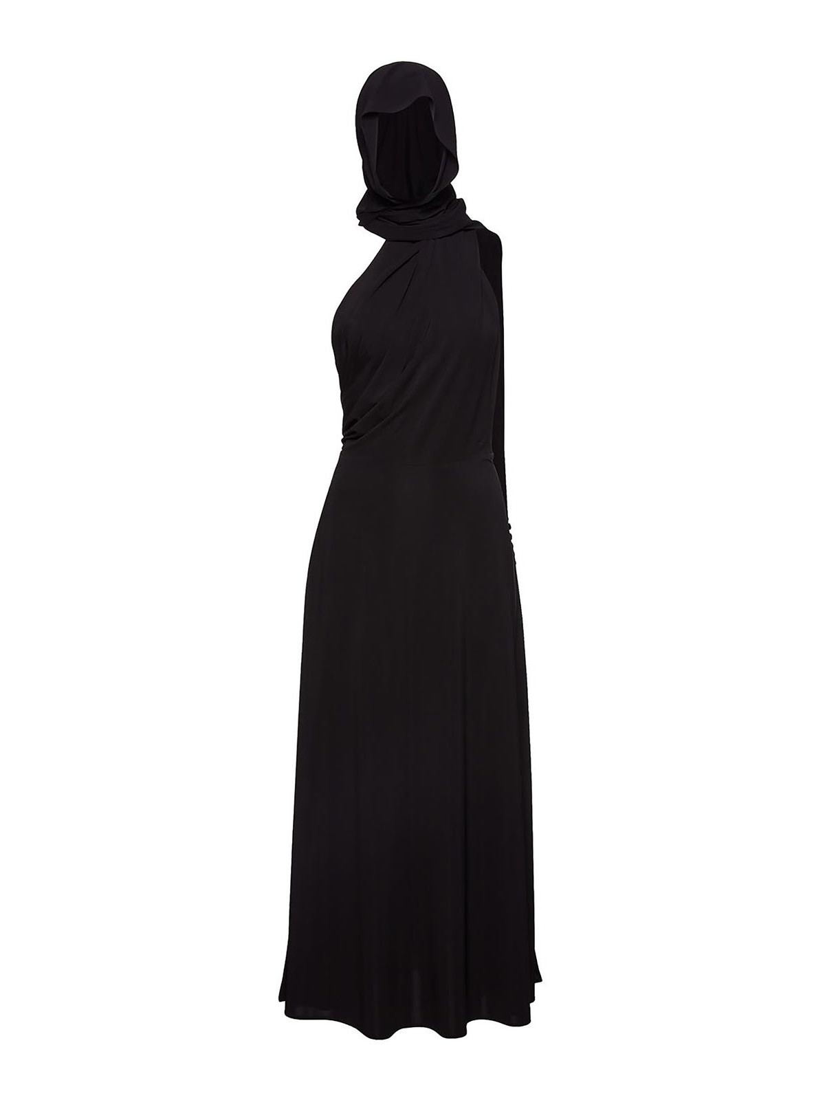 Shop Magda Butrym Black Stretch Jersey Midi Dress With Hood In Negro