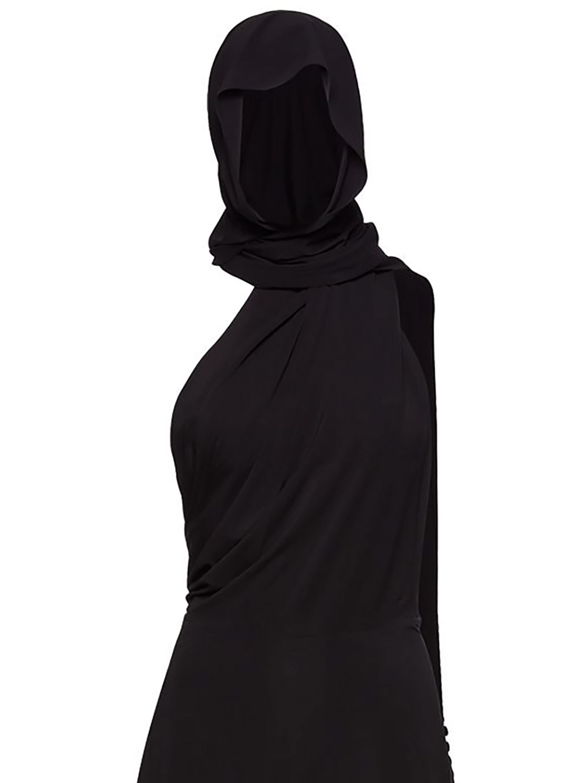 Shop Magda Butrym Black Stretch Jersey Midi Dress With Hood In Negro