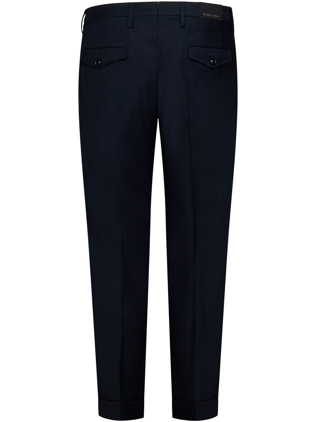 Shop Michele Carbone Navy Blue Single-pleat Trousers With Turn-ups