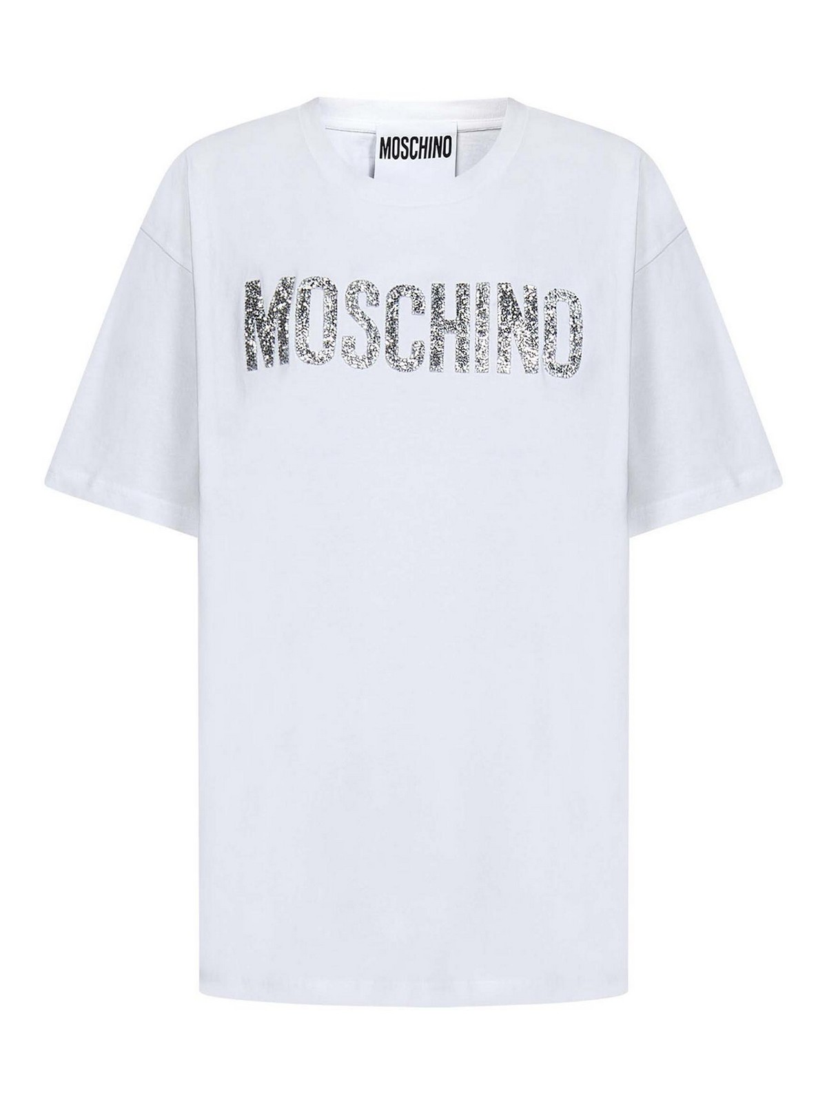 Shop Moschino Oversized T-shirt With Crystal Decorations In White