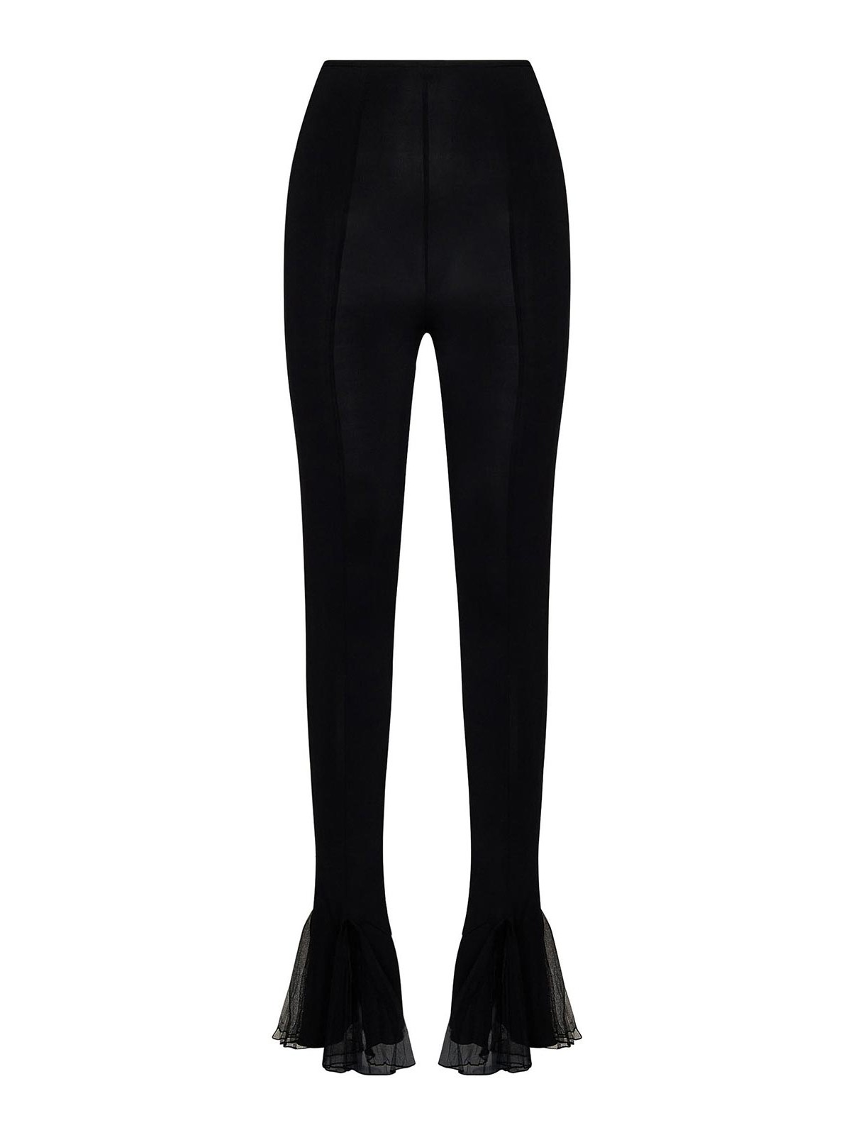 Shop Nensi Dojaka Tulle Ruffle Hem Skinny Trousers In Black