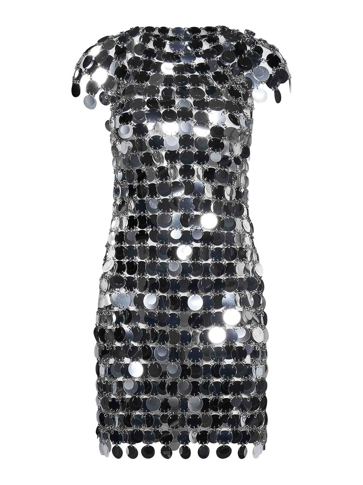Shop Rabanne Silver Mirror-effect Mini Dress