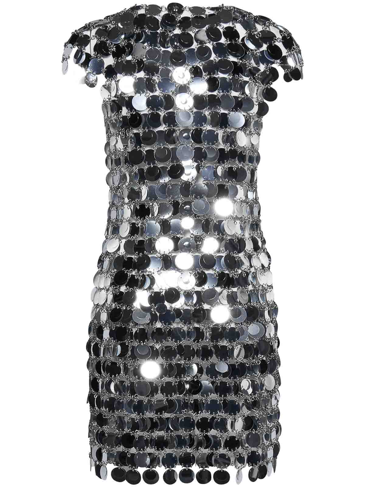 Shop Paco Rabanne Silver Mirror-effect Mini Dress