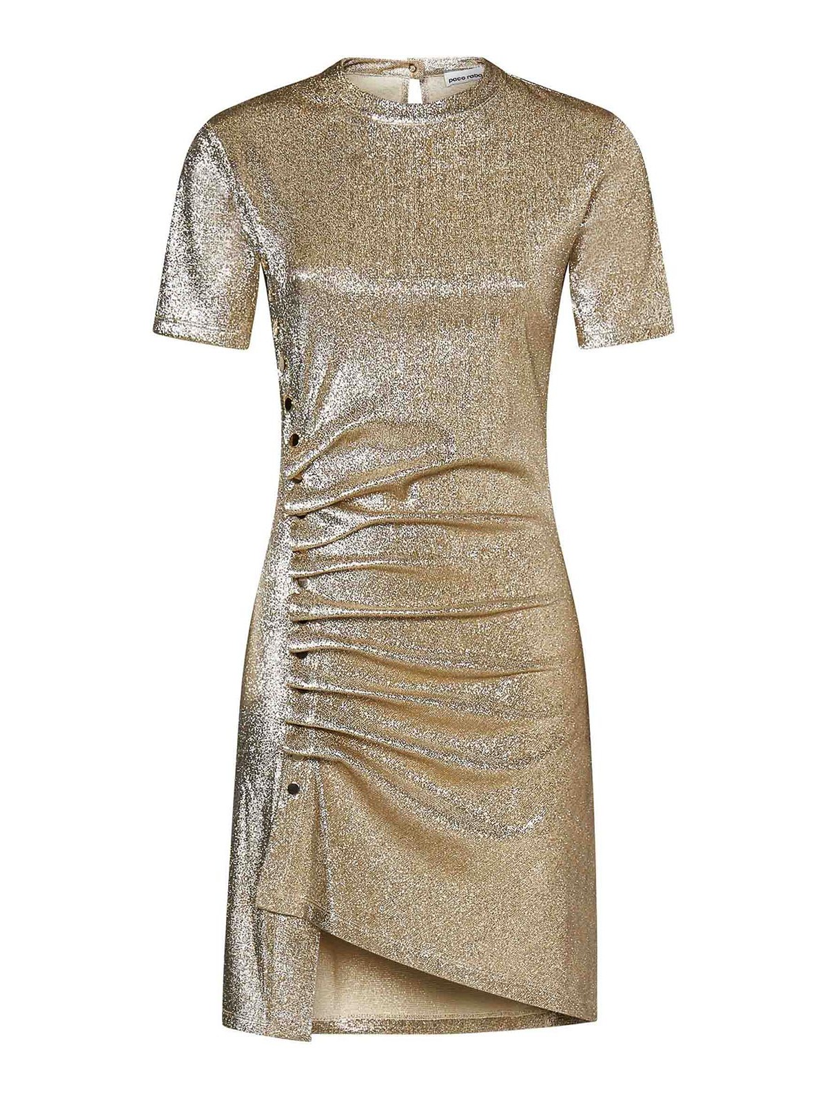 Shop Rabanne Gold Lurex Mini Dress