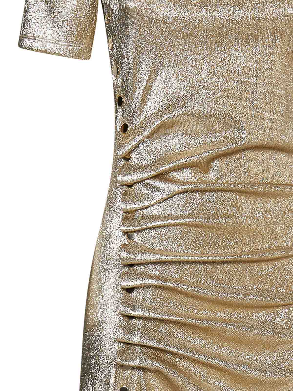 Shop Rabanne Gold Lurex Mini Dress
