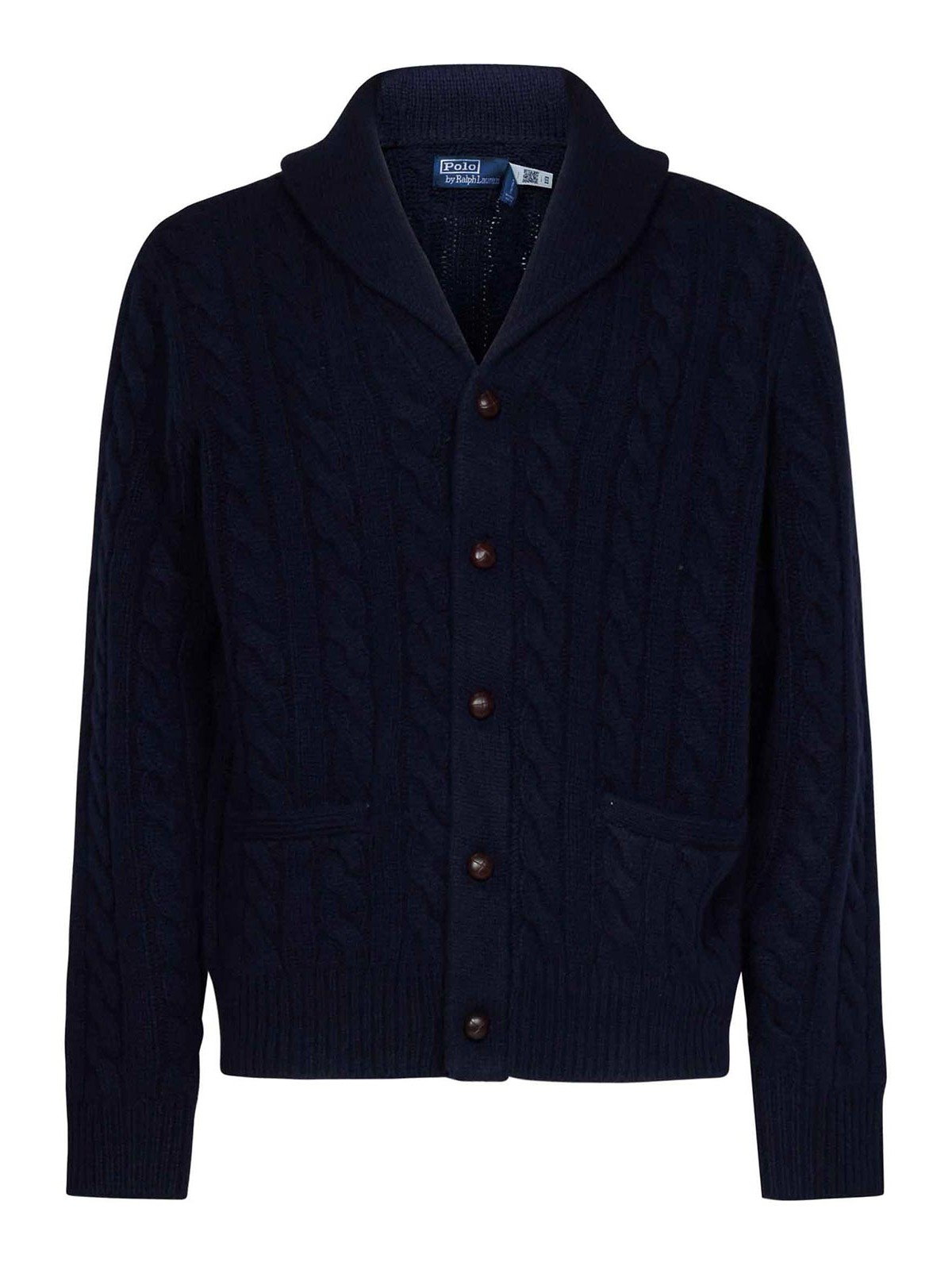 Cardigans Polo Ralph Lauren Navy Blue Cable Knit Wool And Cashmere