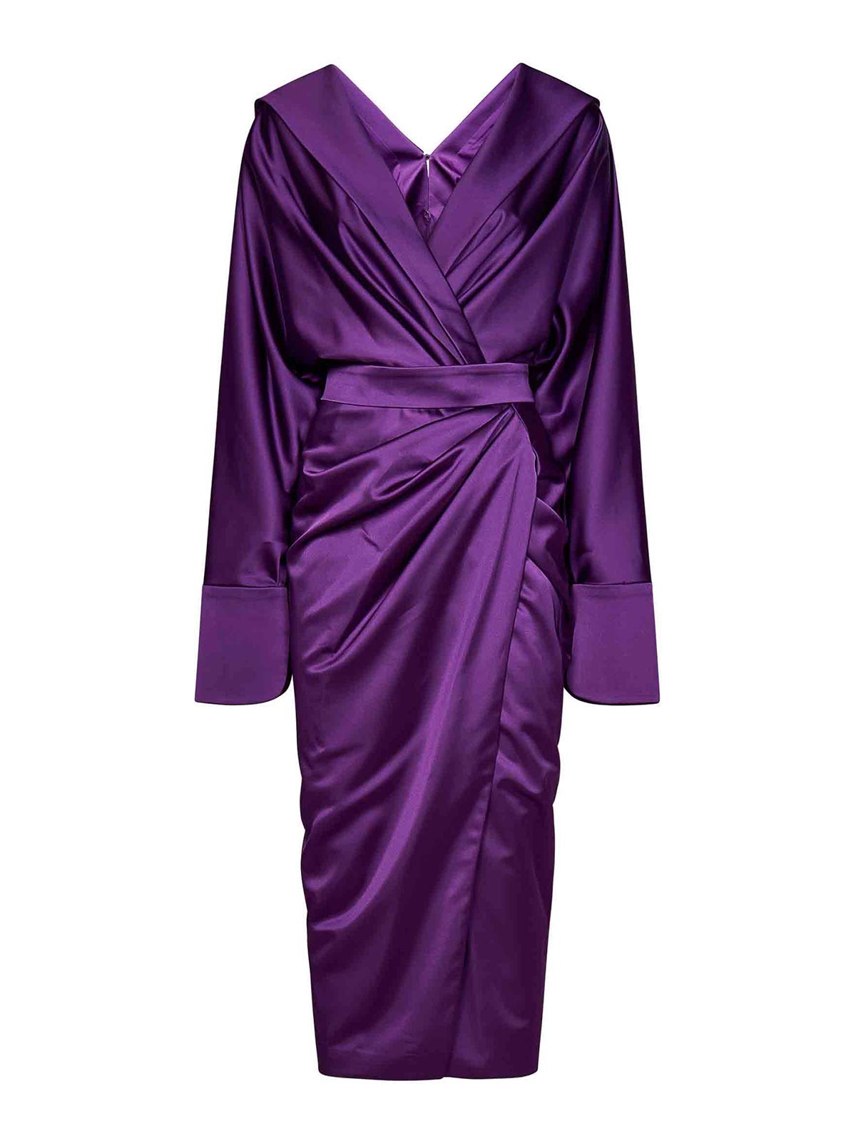 Knee Length Dresses Rhea Costa Satin Effect Midi Dress 23218dmdpurple