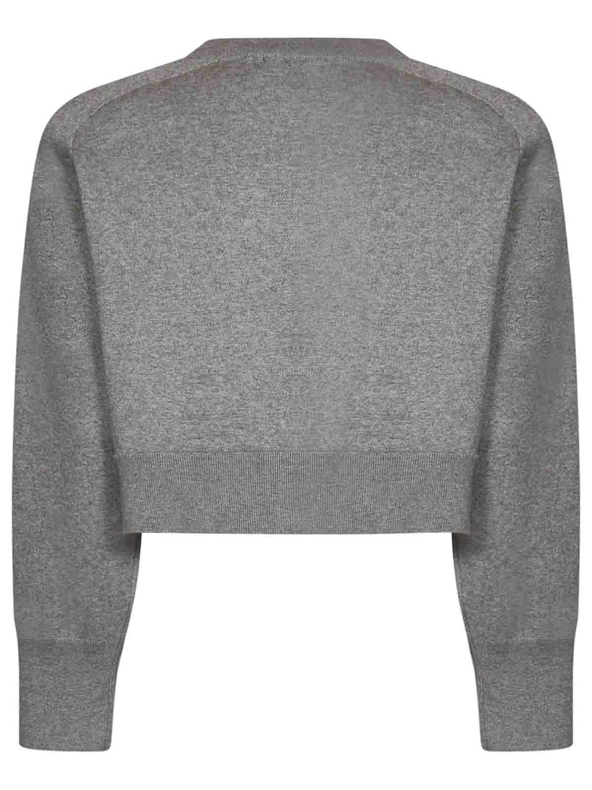 Shop Rotate Birger Christensen Melange Gray Cashmere Sweatshirt Rhinestones In Grey