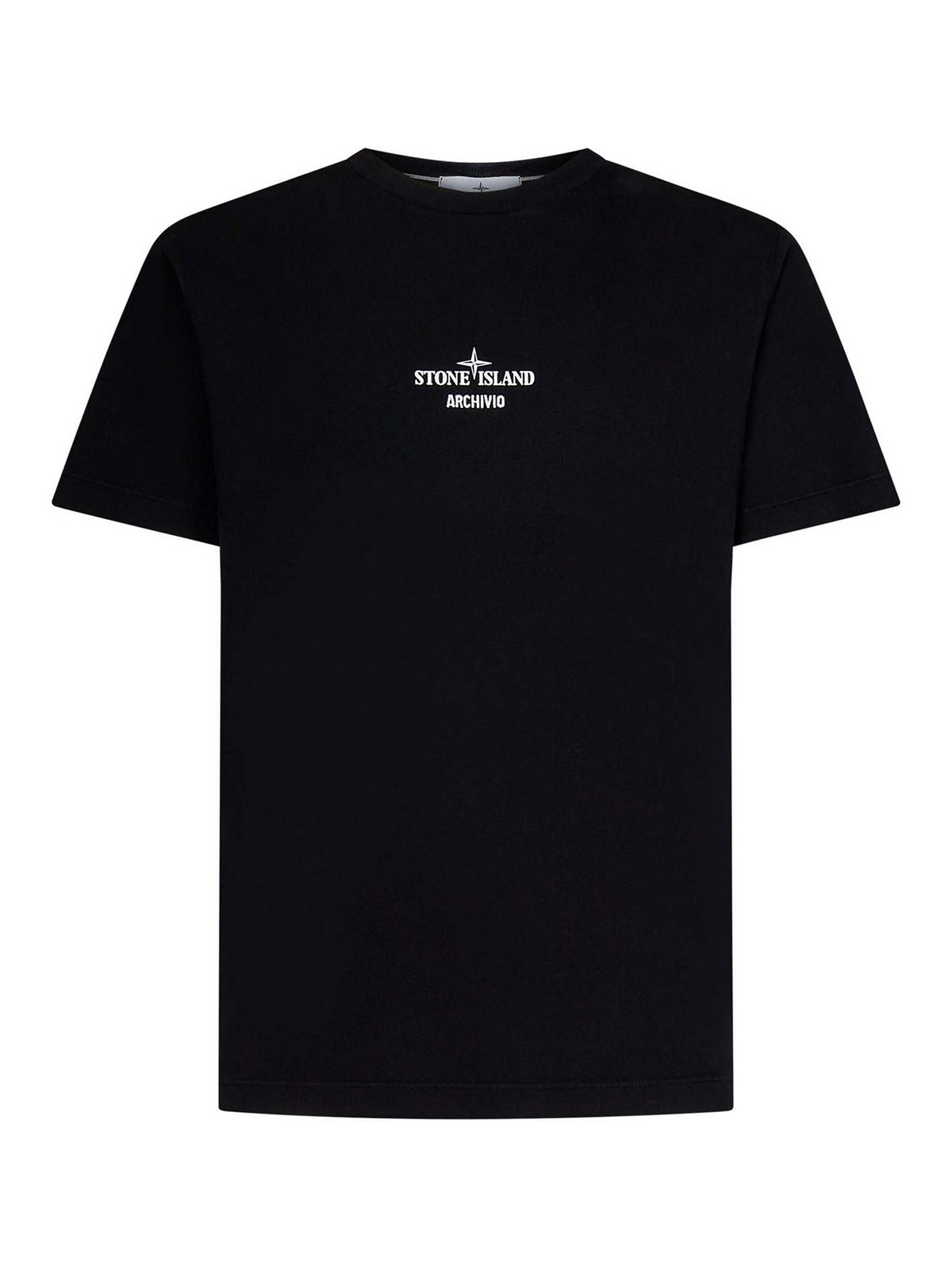 Stone Island Black Cotton T-Shirt - Black - Men