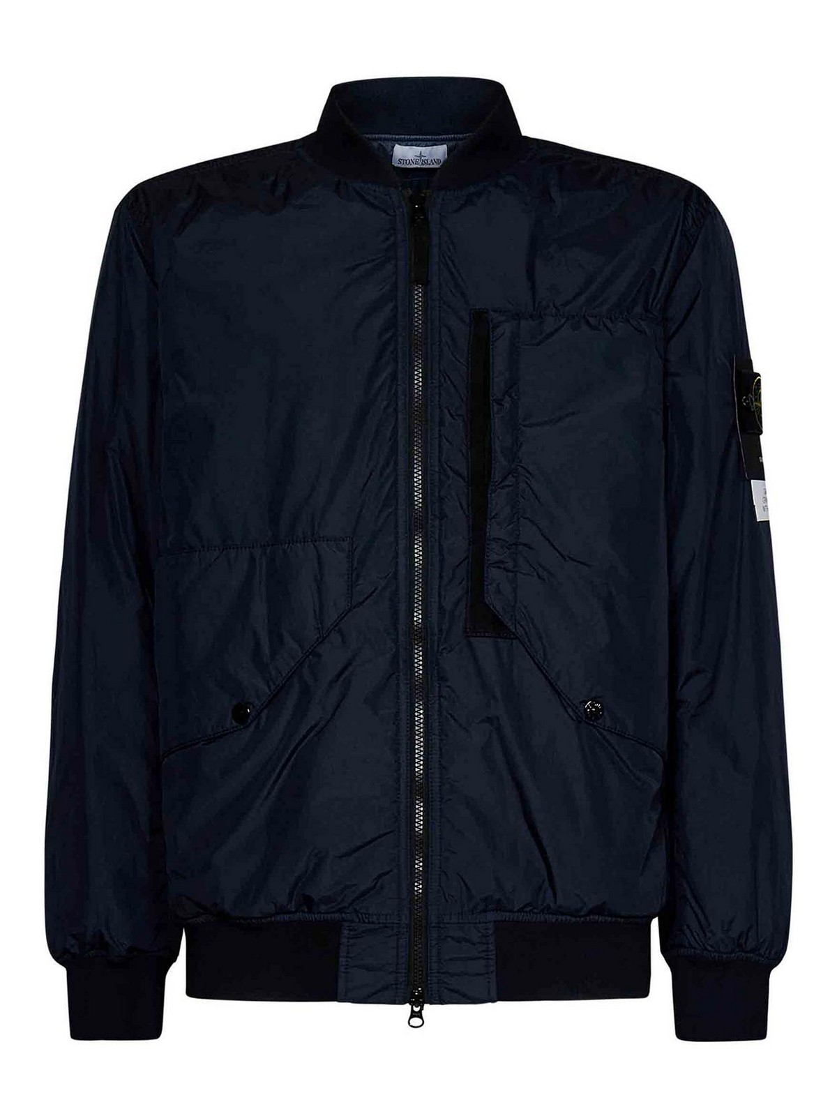 Stone island blue outlet bomber jacket