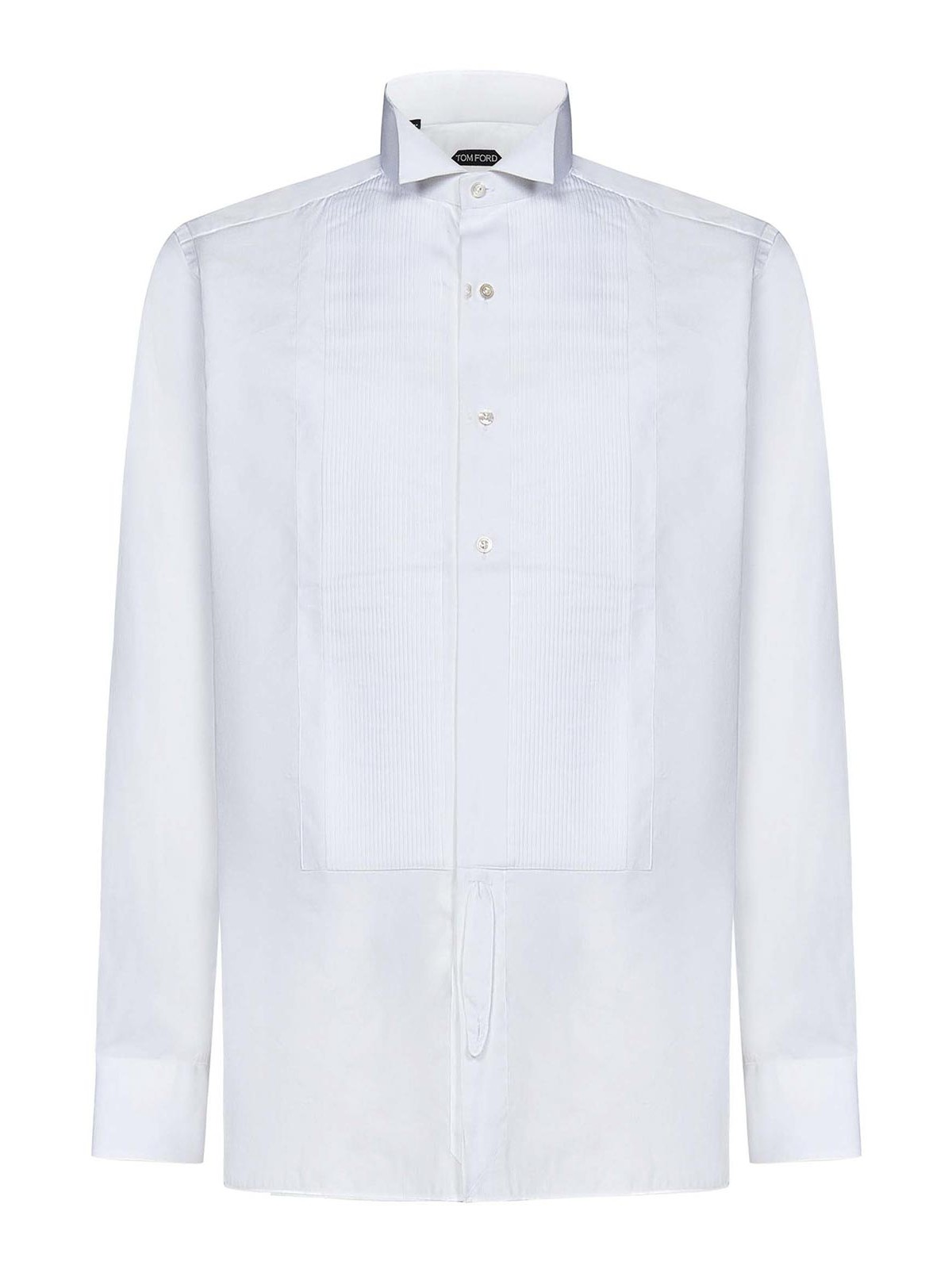 Shop Tom Ford Optical White Silk Tuxedo Shirt