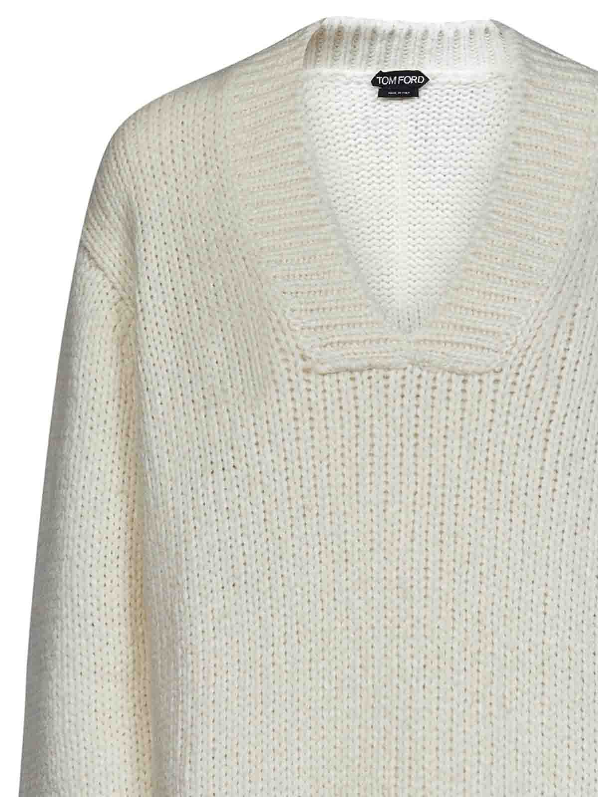 Shop Tom Ford Loose-fit Alpaca Blend Pullover With V-neck In White
