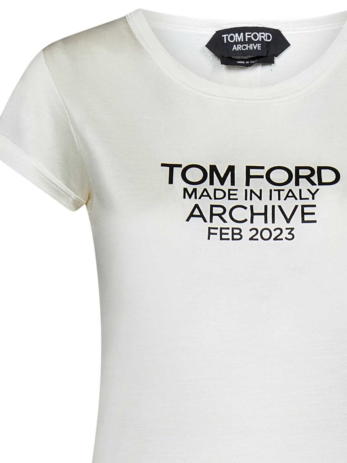 Shop Tom Ford Chalk Silk Jersey T-shirt In Blanco