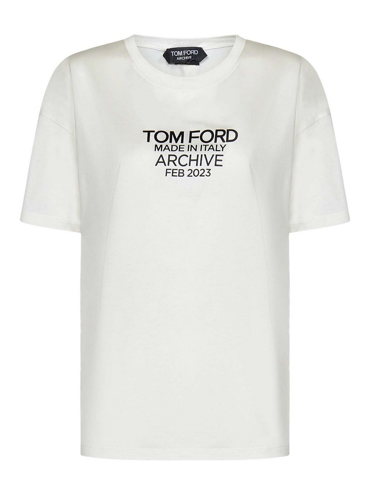 Tom Ford Chalk-colored Silk Jersey Fabric T-shirt In White