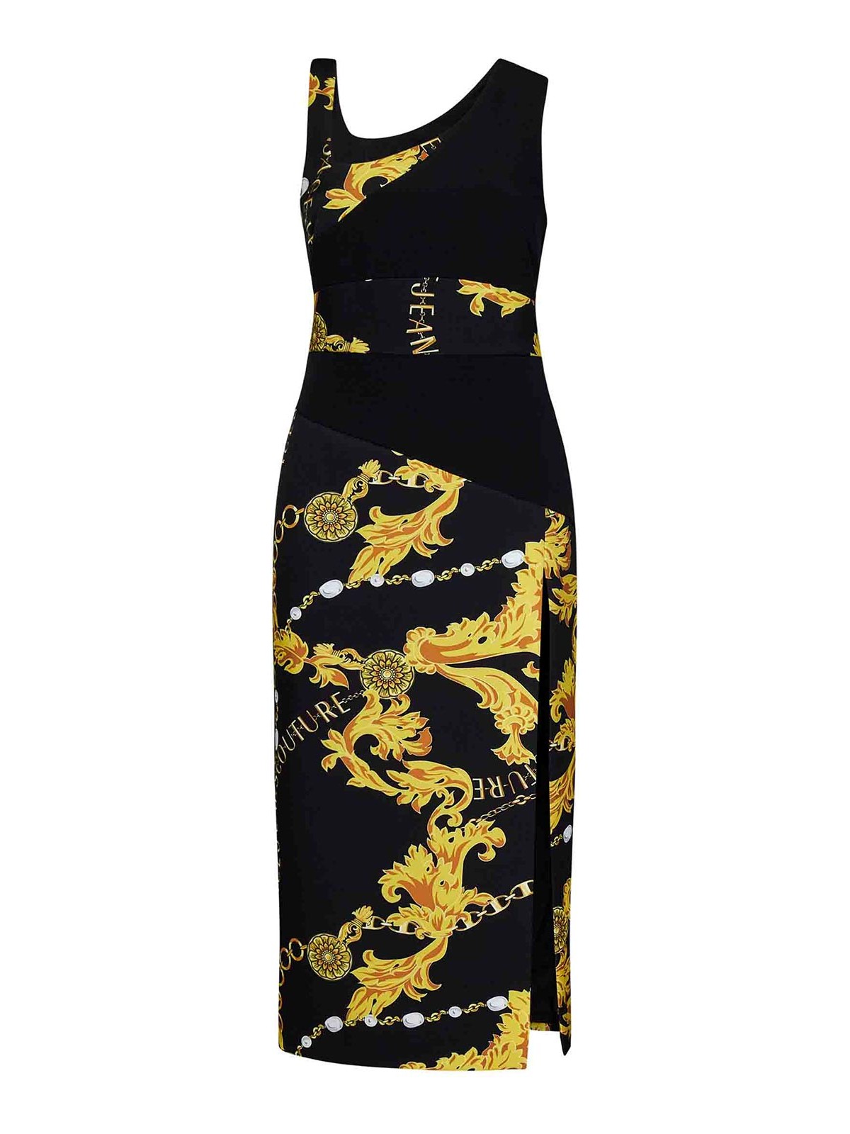 Versace Jeans Couture Asymmetrical Black Chain Couture Midi Versace Jeans Couture Asymmetrical Black Chain Couture Midi