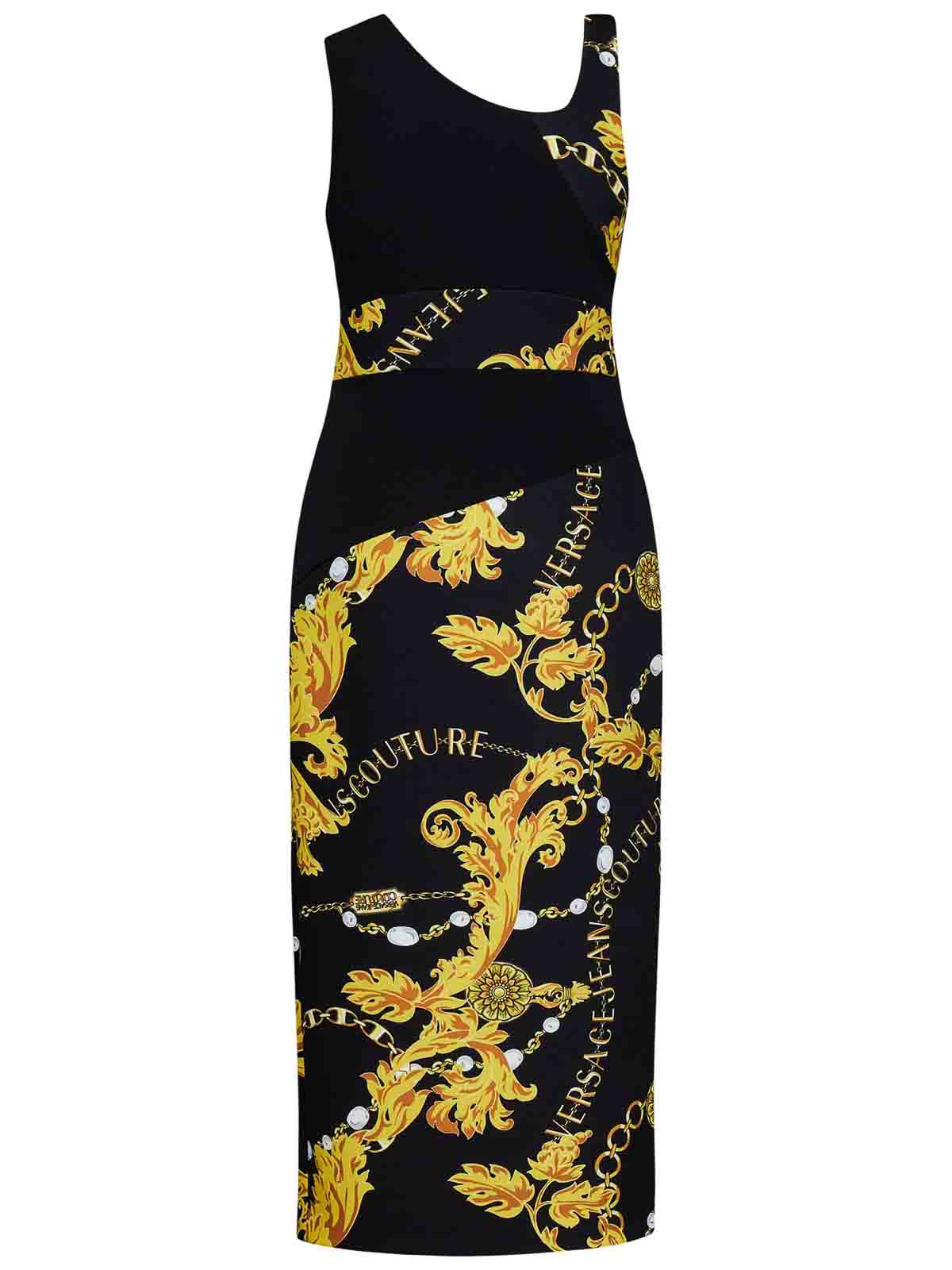 Versace Jeans Couture Asymmetrical Black Chain Couture Midi Versace Jeans Couture Asymmetrical Black Chain Couture Midi