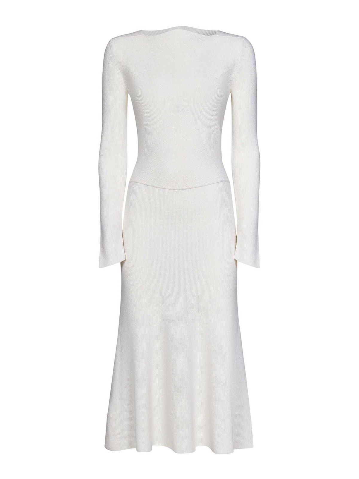 Victoria Beckham White Stretch Wool Knit Midi Dress|1423KDR005031AWHITE Victoria Beckham White Stretch Wool Knit Midi Dress|1423KDR005031AWHITE