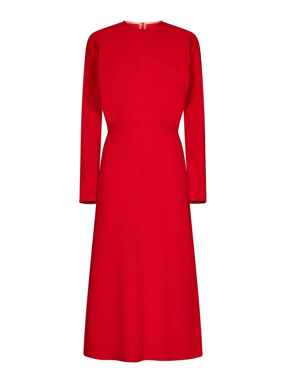 Knee length dresses Victoria Beckham - Red Cady Midi Dress with Dolman ...