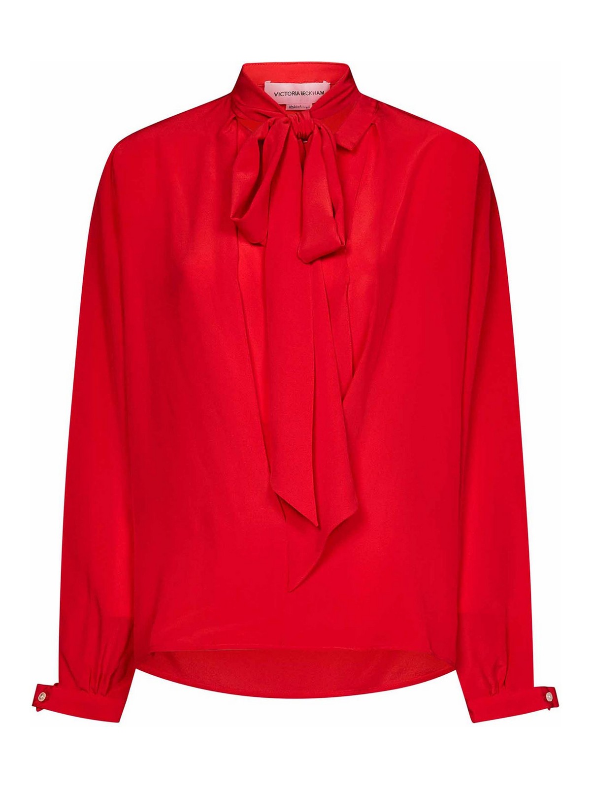 Victoria Beckham Tie-detailed Silk Crepe De Chine Blouse In Red