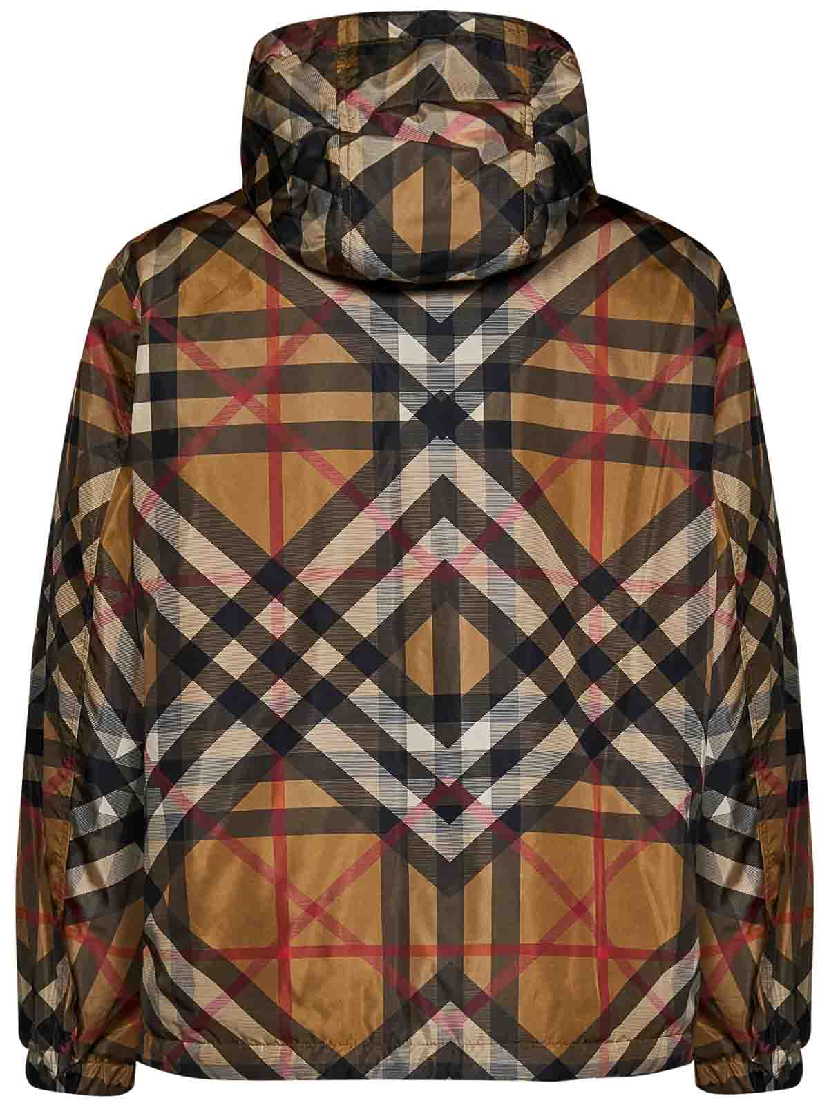 Burberry Archive Beige Hooded Jacket with Check Motifs|8063689