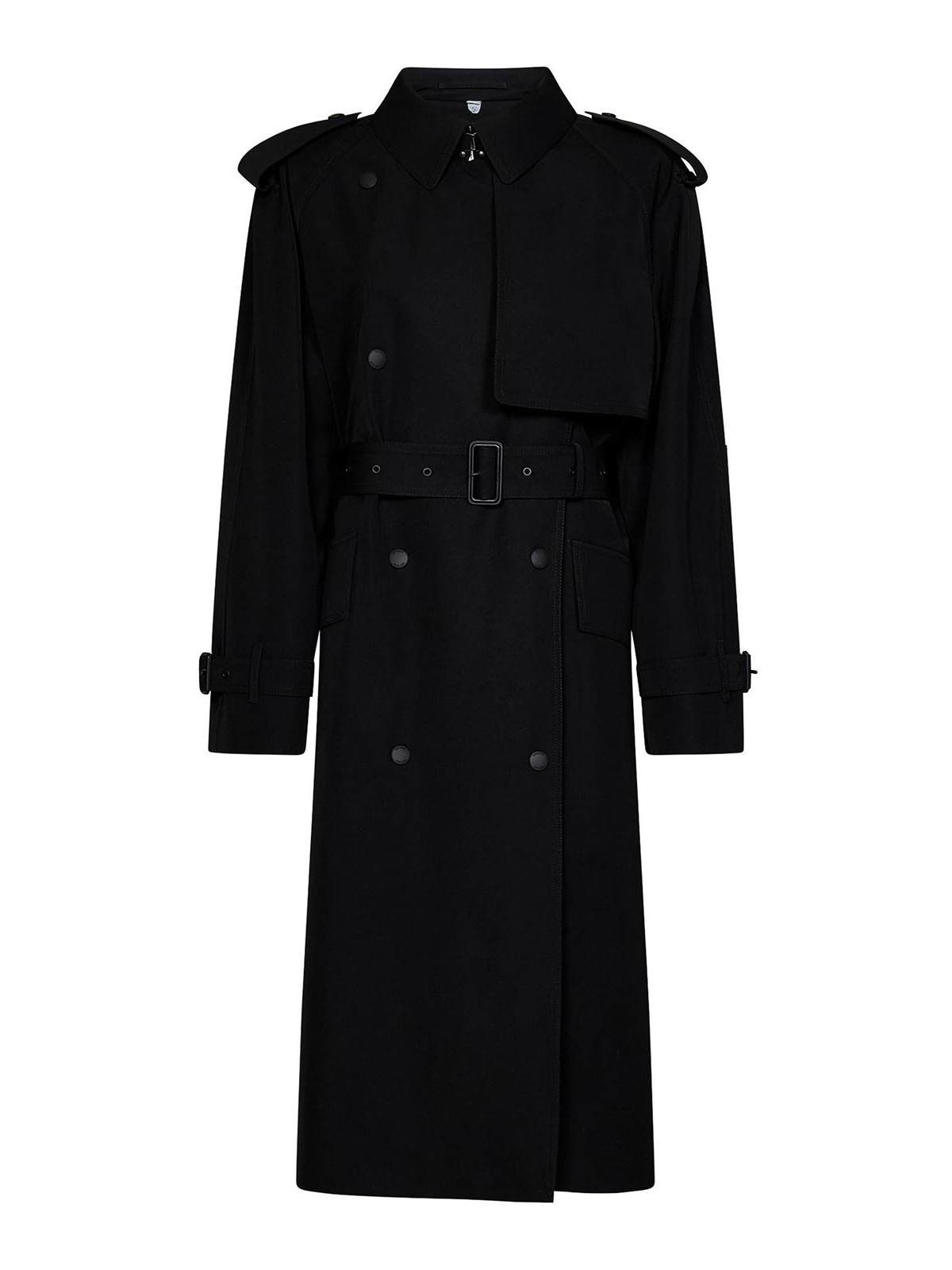 Shop Burberry Layered Trench Coat In Black