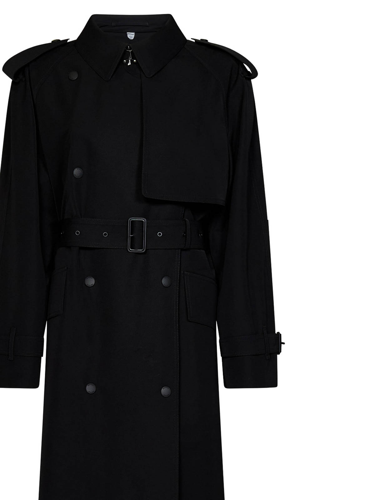 Shop Burberry Layered Trench Coat In Black